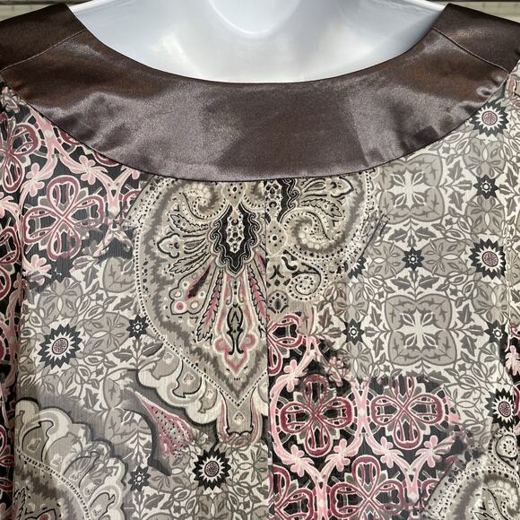 View by Walter Baker Women's Pink Gray Paisley Boho Top Size L Flowy Oversized - Picture 10 of 11